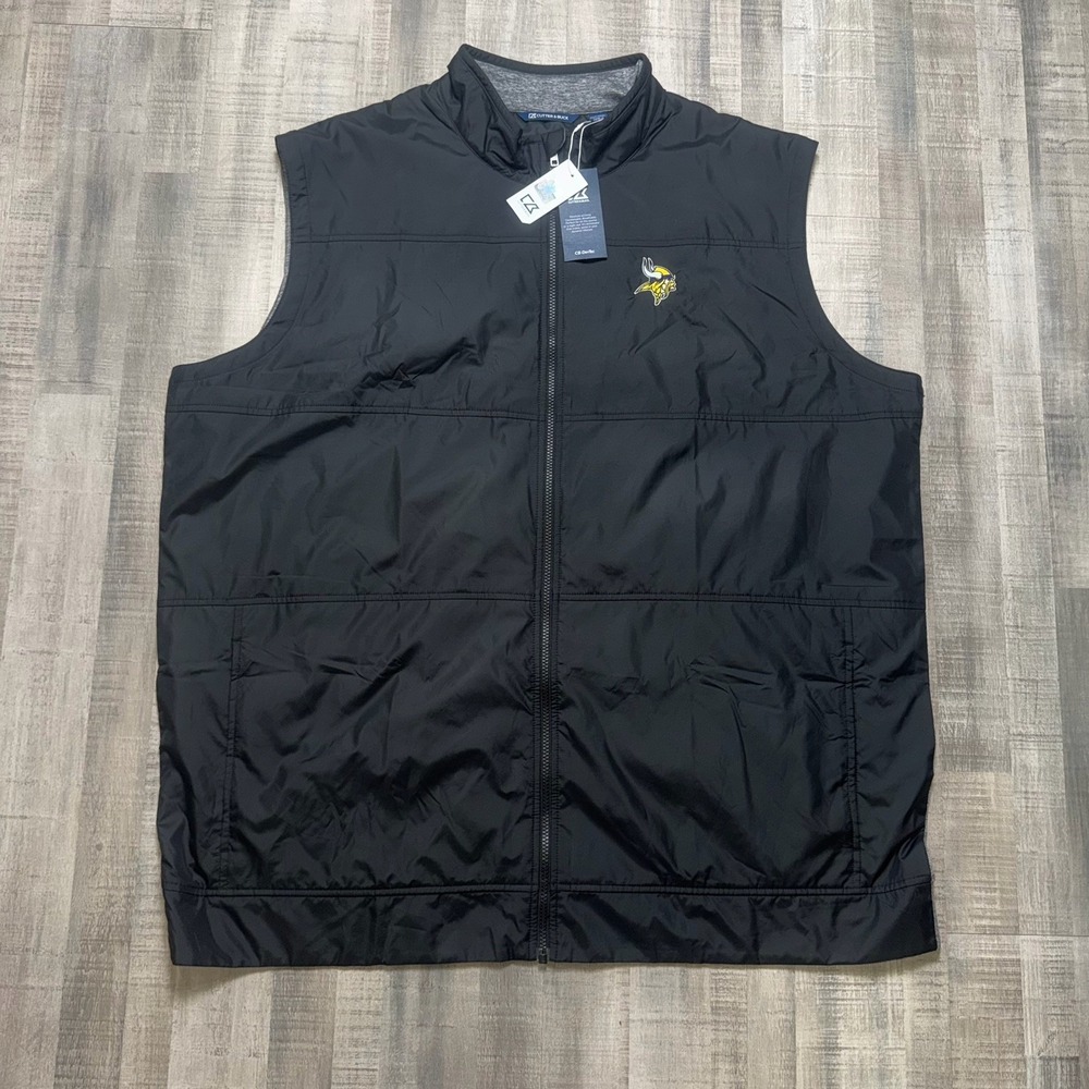 Cutter & Buck NEW Minnesota Vikings Vest 4XLT Packable Full Zip NFL NWT